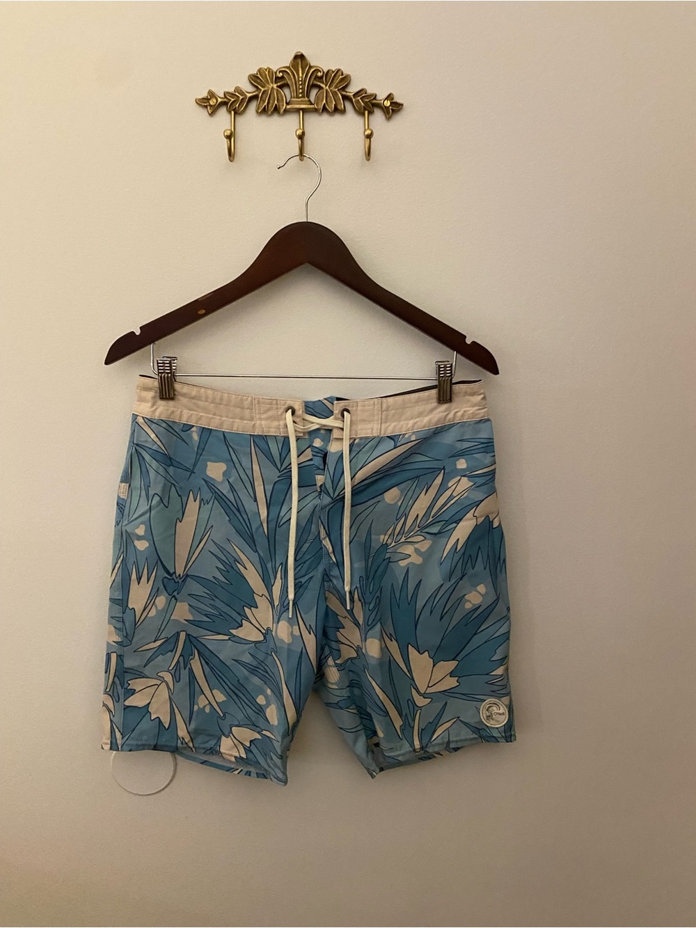 O'Neill Blue and Cream Tropical Swim Shorts